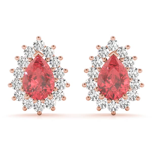 Halo Pear Shaped Earrings (0.56 ct. tw.), Front view in rose gold