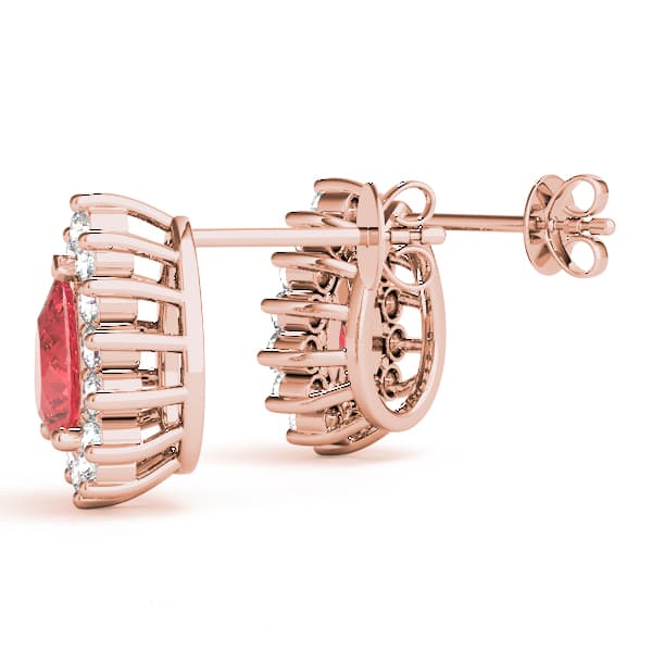 Halo Pear Shaped Earrings (0.56 ct. tw.), Angle view in rose gold