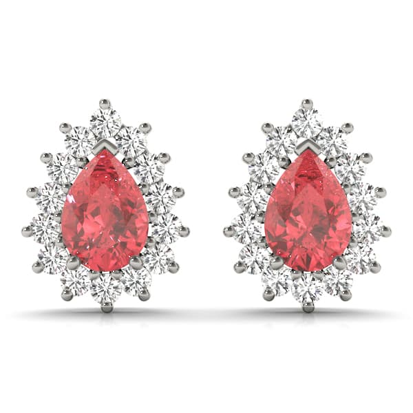 Halo Pear Shaped Earrings — 7 X 5 MM — View 1