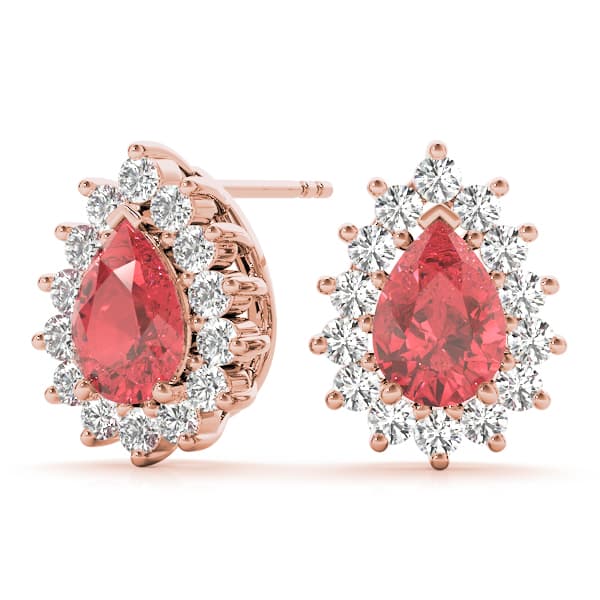 Halo Pear Shaped Earrings (0.56 ct. tw.), On hand view in rose gold