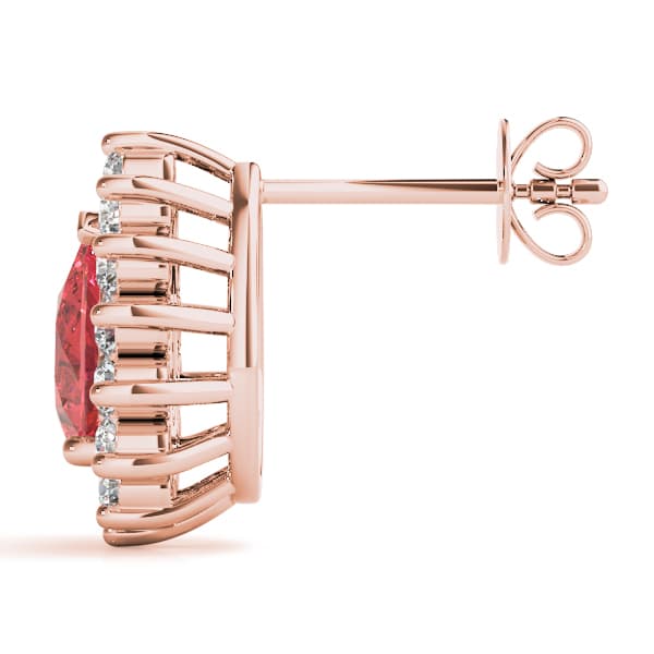 Halo Pear Shaped Earrings (0.56 ct. tw.), Side view in rose gold