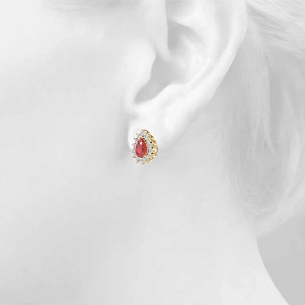 Halo Pear Shaped Earrings (3/8 ct. tw.), Top view in yellow gold