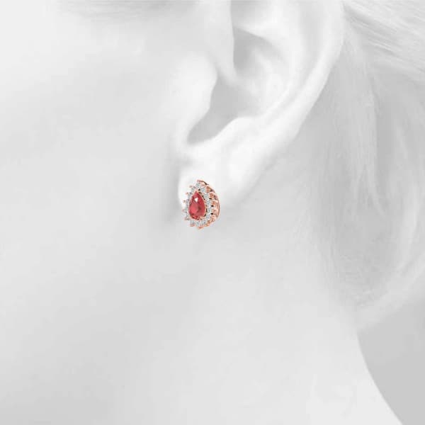Halo Pear Shaped Earrings (0.56 ct. tw.), Top view in rose gold
