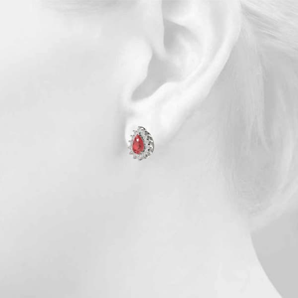 Halo Pear Shaped Earrings (3/8 ct. tw.), Top view in white gold or platinum