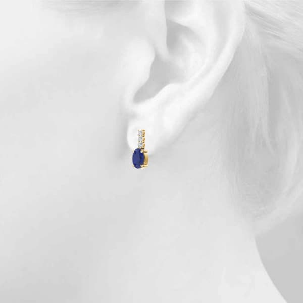 Color Oval Earring (0.21 ct. tw.), Top view in yellow gold