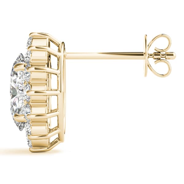 Color Oval Earring (0.6 ct. tw.), Side view in yellow gold