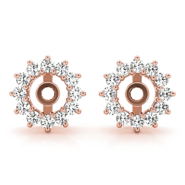 Round Halo Earring Jackets (3.9mm) (3/8 ct. tw.), Front view in rose gold