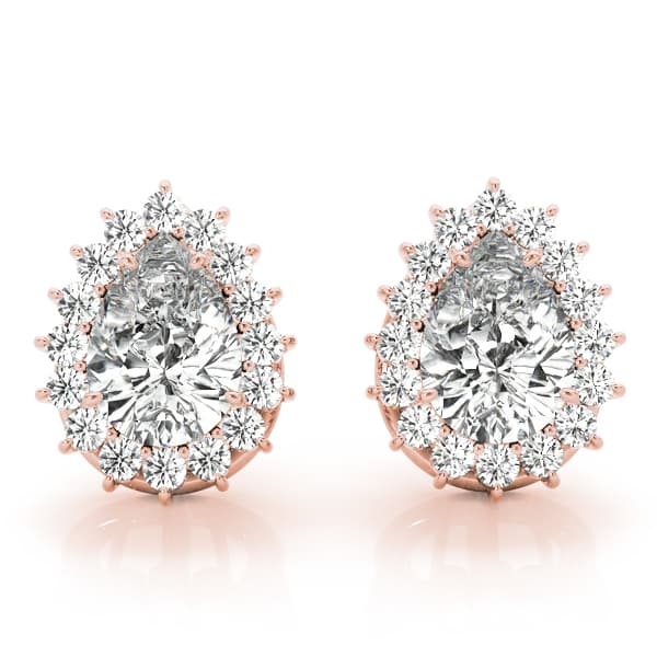 Pear Halo Studs (0.4 ct. tw.), Front view in rose gold