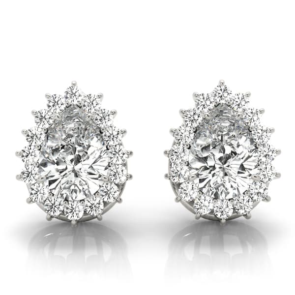 Pear Halo Studs — 5X3 MM — View 1