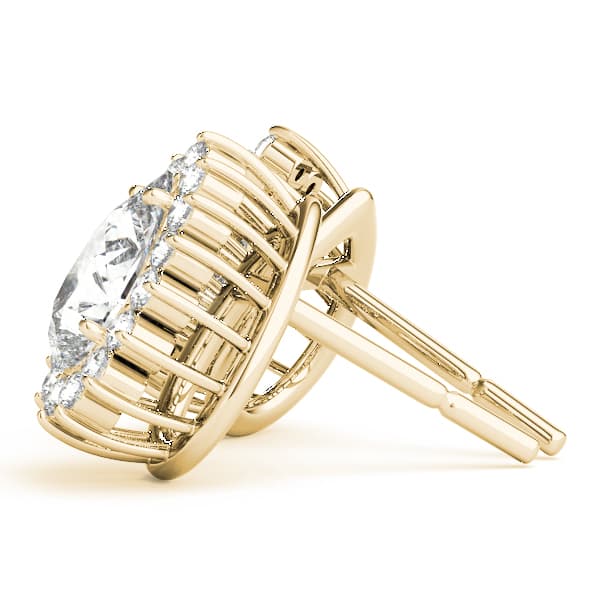 Pear Halo Studs (1/3 ct. tw.), Side view in yellow gold