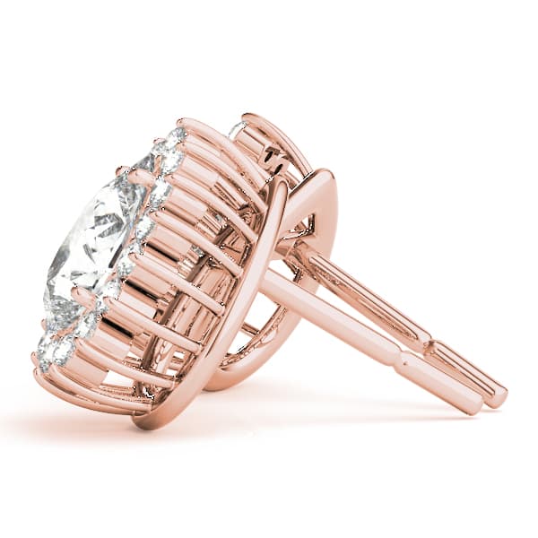 Pear Halo Studs (0.4 ct. tw.), Side view in rose gold