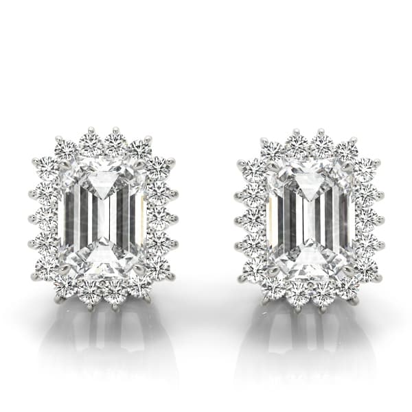 Emerald Cut Halo Studs — 5X3 MM — View 1
