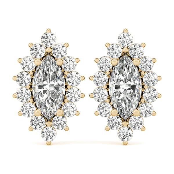Marquise Halo Studs (0.2 ct. tw.), Front view in yellow gold