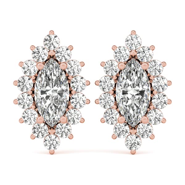 Marquise Halo Studs (0.2 ct. tw.), Front view in rose gold