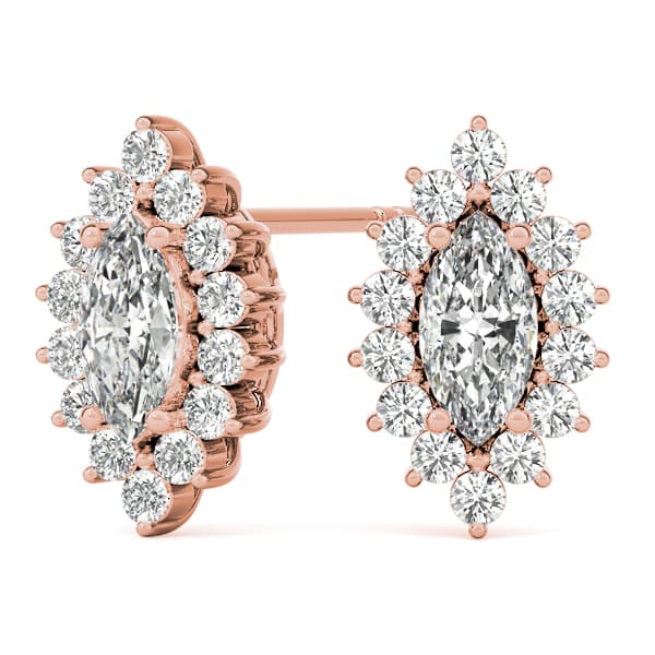 Marquise Halo Studs (0.2 ct. tw.), On hand view in rose gold