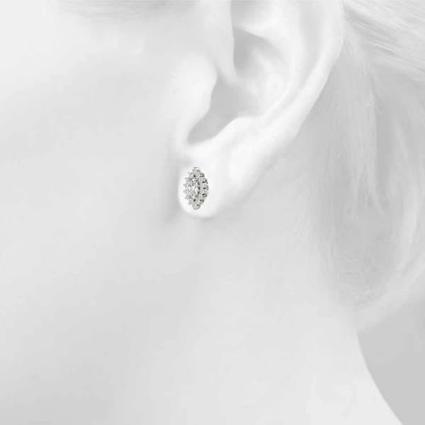 Marquise Halo Studs (0.28 ct. tw.), Top view in white gold or platinum