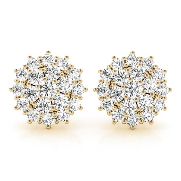 Cluster Earring Studs (1 ct. tw.), Front view in yellow gold