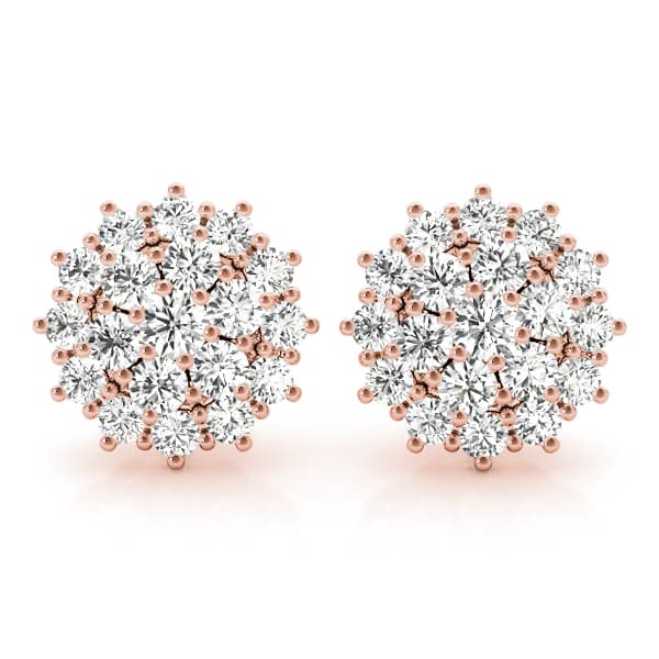 Cluster Earring Studs (2 ct. tw.), Front view in rose gold