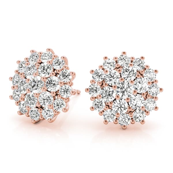 Cluster Earring Studs (2 ct. tw.), Angle view in rose gold