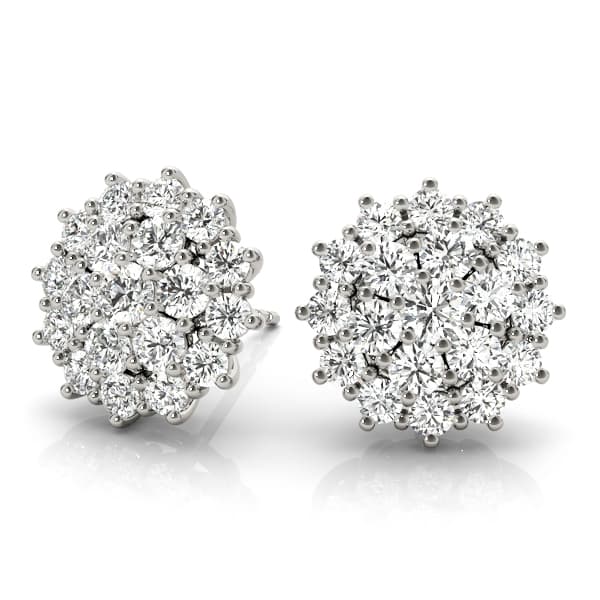 Cluster Earring Studs (1 ct. tw.), Angle view in white gold or platinum