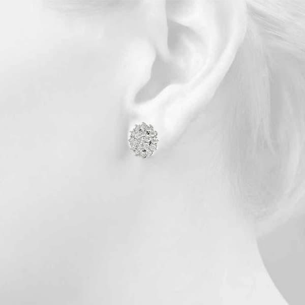 Cluster Earring Studs (1 ct. tw.), Top view in white gold or platinum