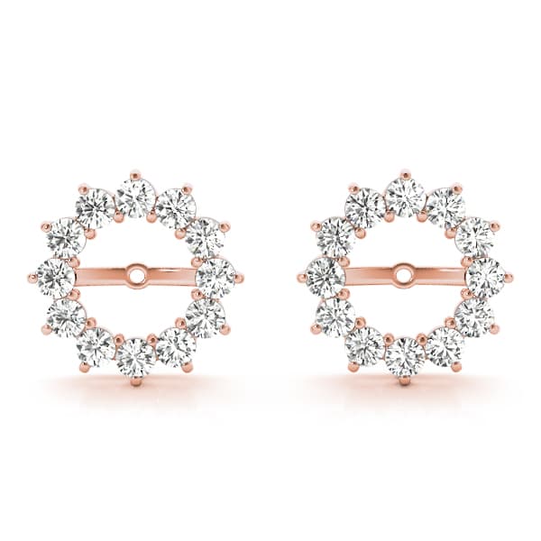Round Halo Earring Jackets (6.5mm) (0.84 ct. tw.), Front view in rose gold
