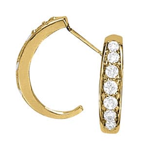 Single Row J-Hoop Earrings — White Gold