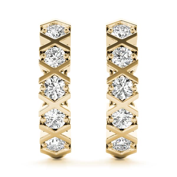 XO Style J-Hoop Earrings (2 ct. tw.), Angle view in yellow gold