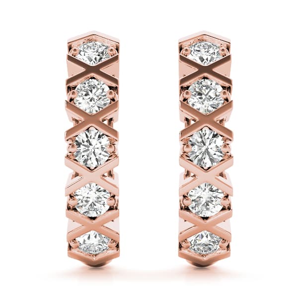 XO Style J-Hoop Earrings (2 ct. tw.), Angle view in rose gold