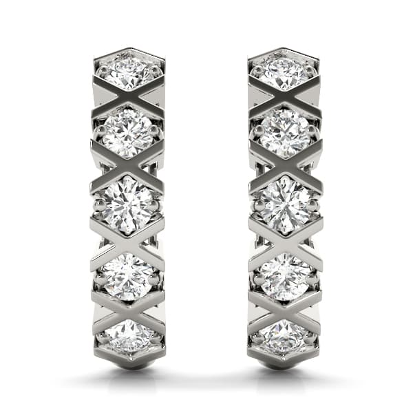 XO Style J-Hoop Earrings (2 ct. tw.), Angle view in white gold or platinum