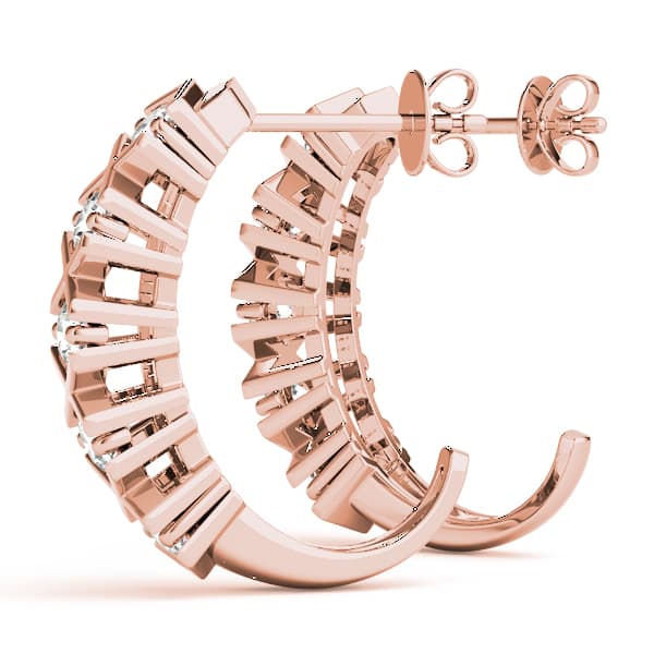XO Style J-Hoop Earrings (2 ct. tw.), On hand view in rose gold