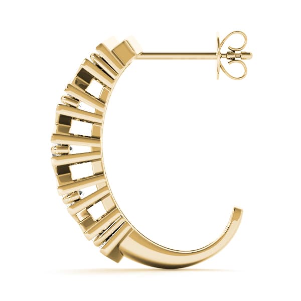 XO Style J-Hoop Earrings (2 ct. tw.), Side view in yellow gold