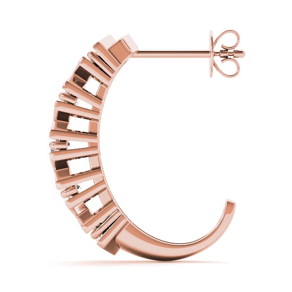 XO Style J-Hoop Earrings (2 ct. tw.), Side view in rose gold