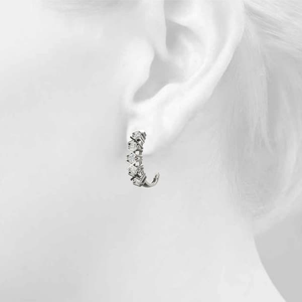 XO Style J-Hoop Earrings (2 ct. tw.), Top view in white gold or platinum