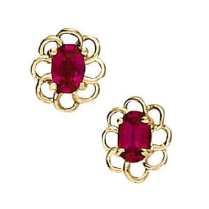 Vintage-Inspired Oval Earring Studs — White Gold