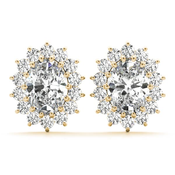 Oval Halo Studs (0.56 ct. tw.), Front view in yellow gold