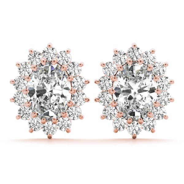 Oval Halo Studs (0.4 ct. tw.), Front view in rose gold
