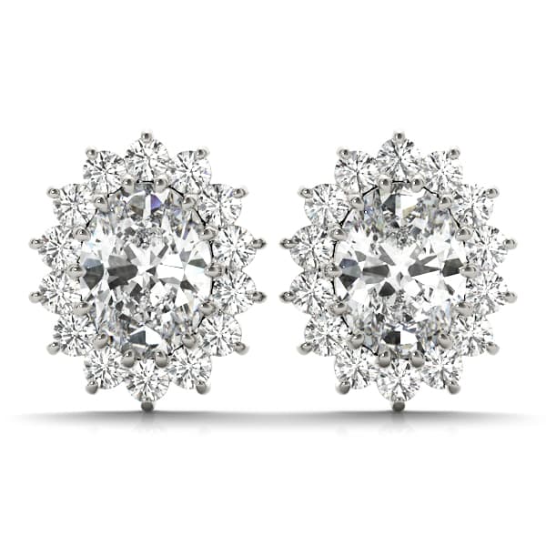 Oval Halo Studs — 7X5 MM — View 1