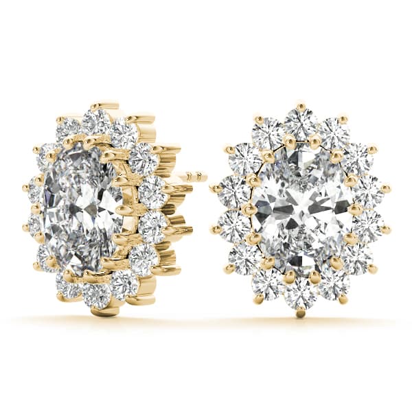 Oval Halo Studs (0.56 ct. tw.), On hand view in yellow gold