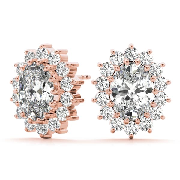 Oval Halo Studs (0.4 ct. tw.), On hand view in rose gold