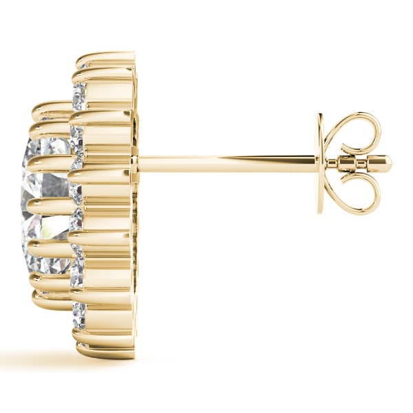 Oval Halo Studs (0.56 ct. tw.), Side view in yellow gold