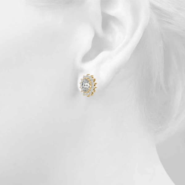 Oval Halo Studs (0.56 ct. tw.), Top view in yellow gold