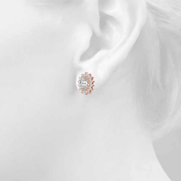 Oval Halo Studs (0.4 ct. tw.), Top view in rose gold