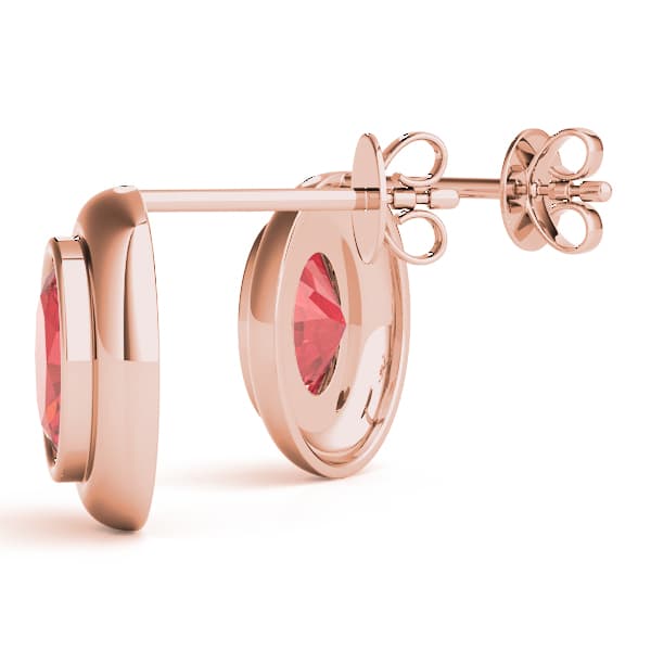 Bezel Set Oval Earrings, Angle view in rose gold