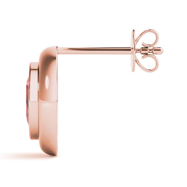 Bezel Set Oval Earrings, Side view in rose gold