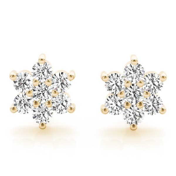 Flower Cluster Earrings (0.21 ct. tw.), Front view in yellow gold