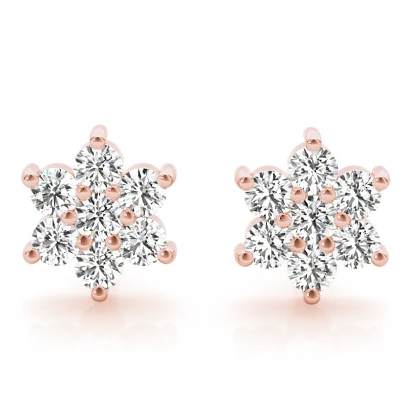 Flower Cluster Earrings (0.21 ct. tw.), Front view in rose gold