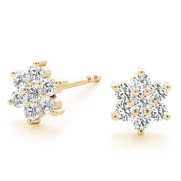 Flower Cluster Earrings (0.21 ct. tw.), Angle view in yellow gold