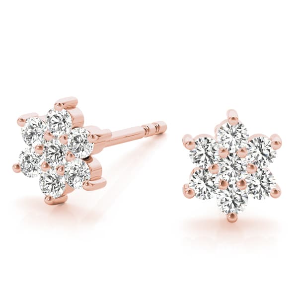 Flower Cluster Earrings (0.21 ct. tw.), Angle view in rose gold