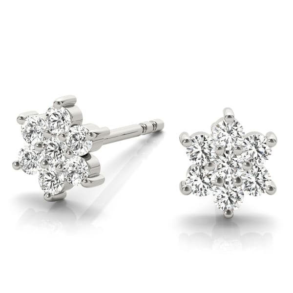 Flower Cluster Earrings (0.21 ct. tw.), Angle view in white gold or platinum